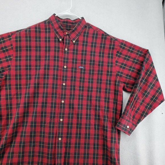 CHAPS Shirt Men's Long Sleeve Casual Button Down Plaid Oxford Red 2XL - Picture 6 of 12